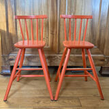 Vintage solid wood high chairs in Western style for children.