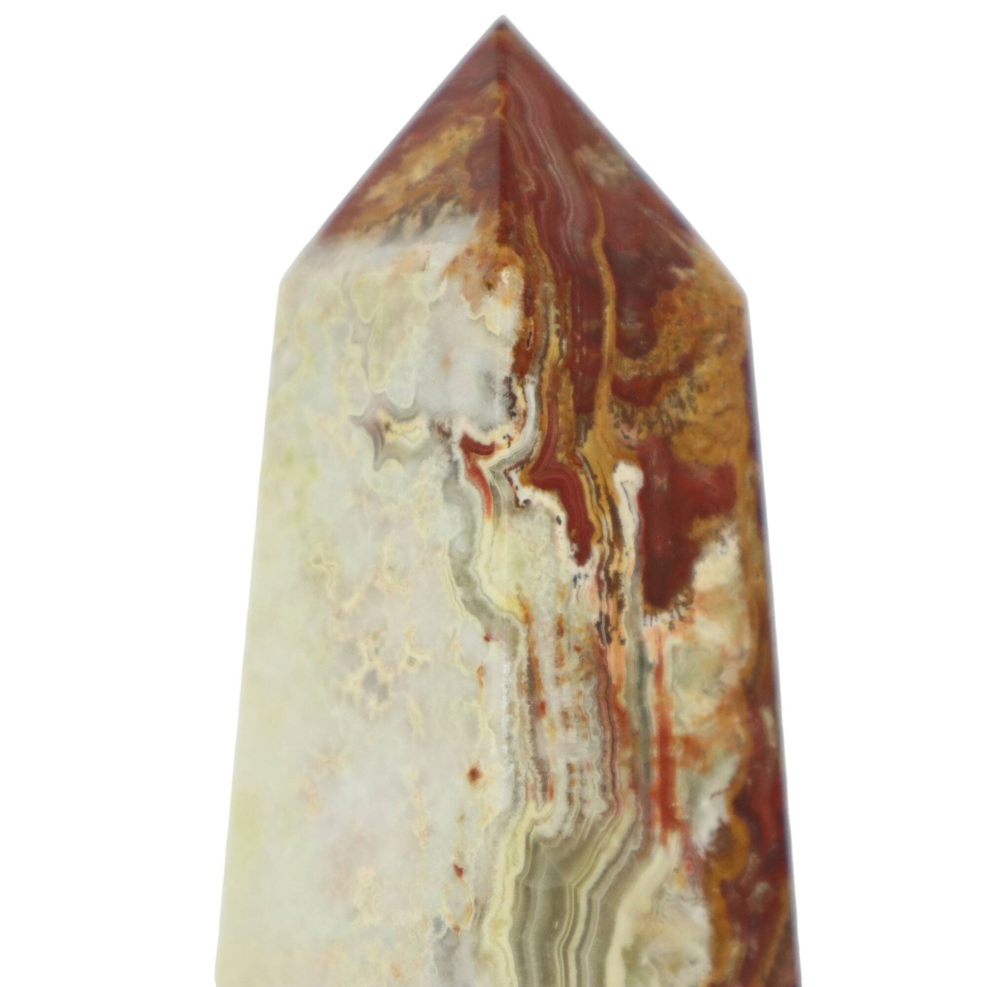 Veined onyx marble obelisk and polished sphere paperweight