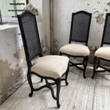 Set of 4 black lacquer chairs