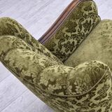 1950s, Danish relax chair, furniture velour, oak wood.