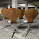 Suite de 4 chaises vintage bois cintré et palissandre. Allemagne, années 60