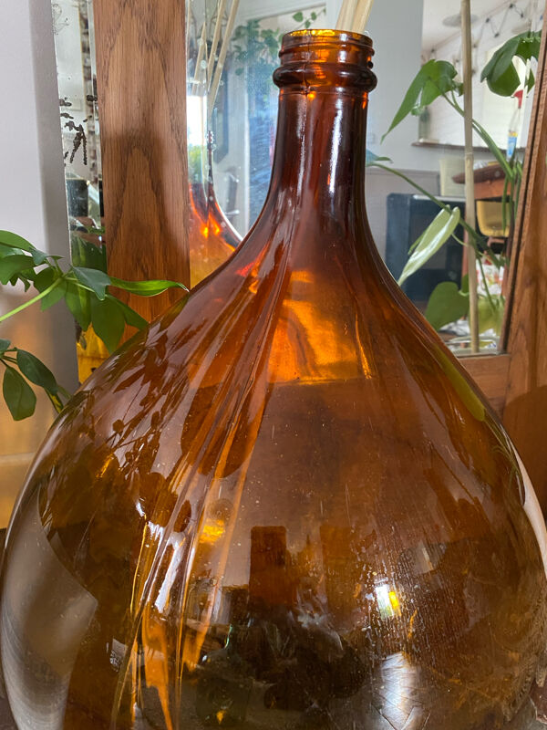 Dame-jeanne, bonbonne XXL ambrée vintage 30L