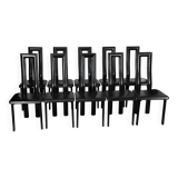 Postmodern Set of ten leather dining chairs by Antonello Mosca for Ycami. I