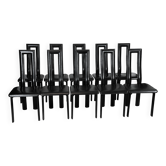 Postmodern Set of ten leather dining chairs by Antonello Mosca for Ycami. I