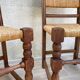 Pair of straw and solid oak chairs