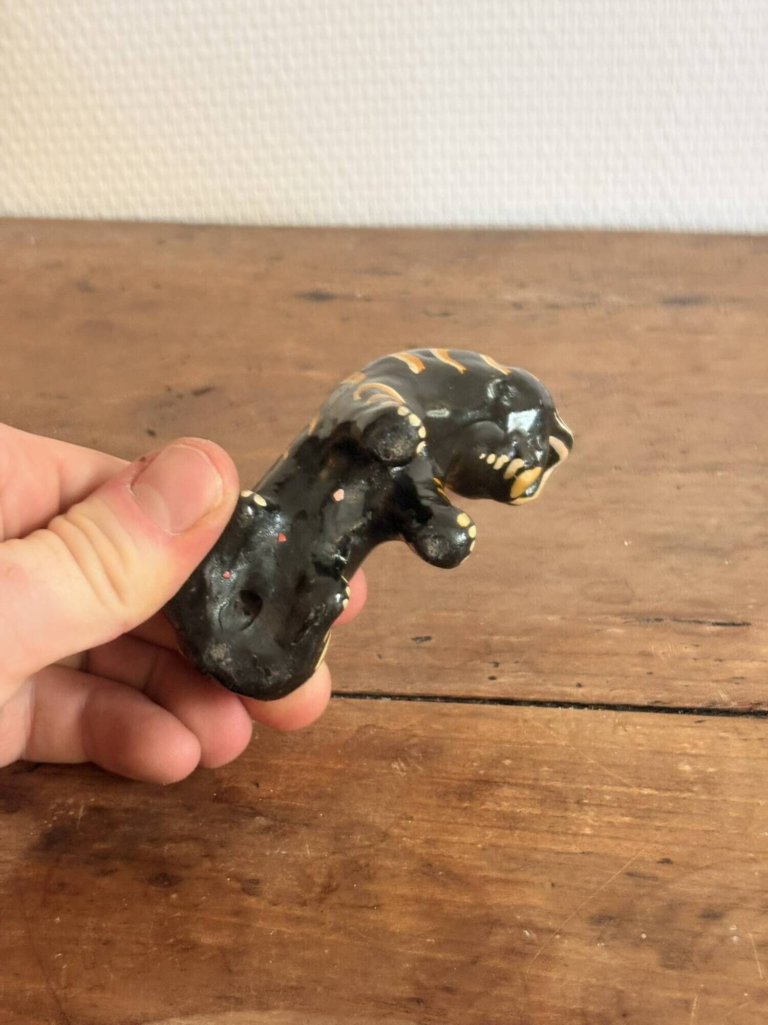 Figurine Animal Sculpture Glazed Terracotta Tiger Alebrije Mexico 2/2