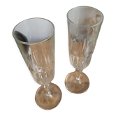 Duo of glass champagne glasses