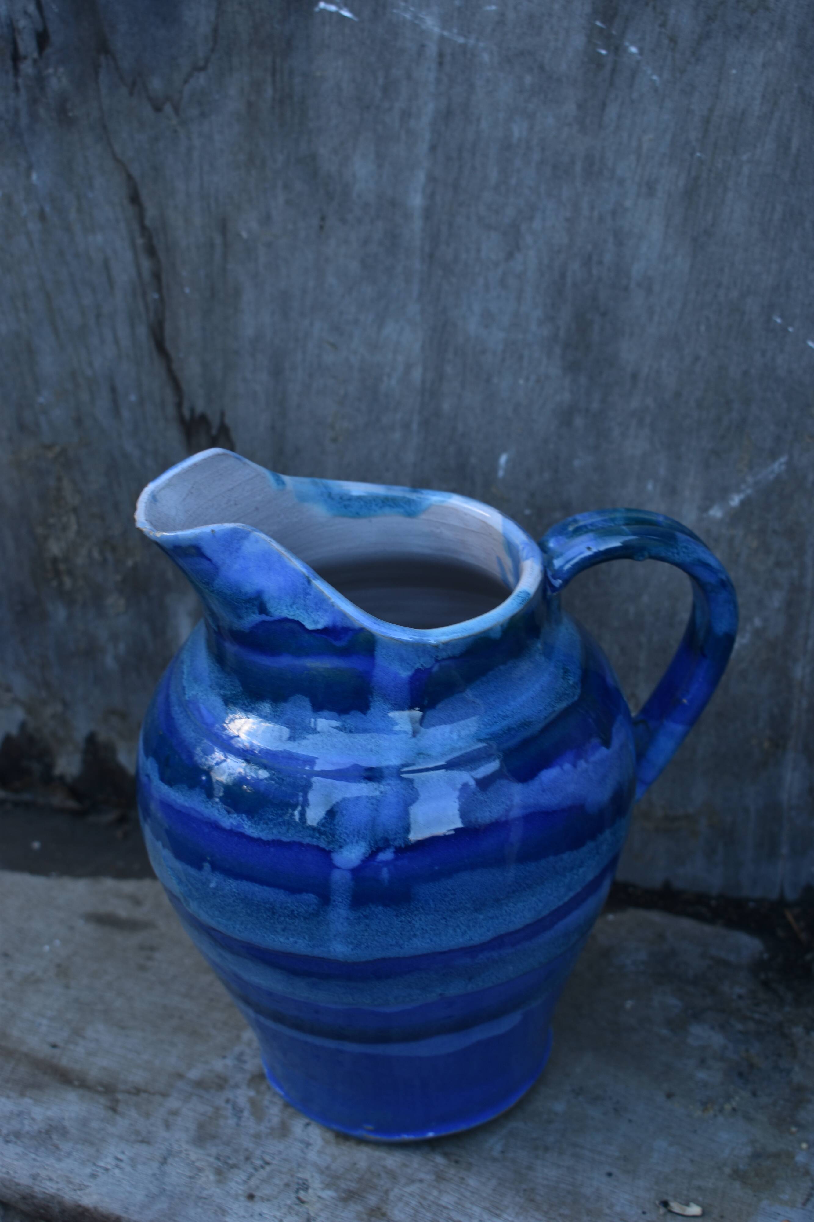 Antique blue Hennebont pitcher
