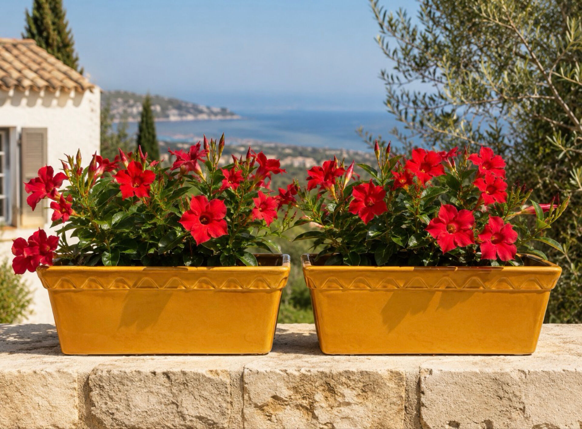 Pair of glazed ceramic planters SILMA Italy - 1970s