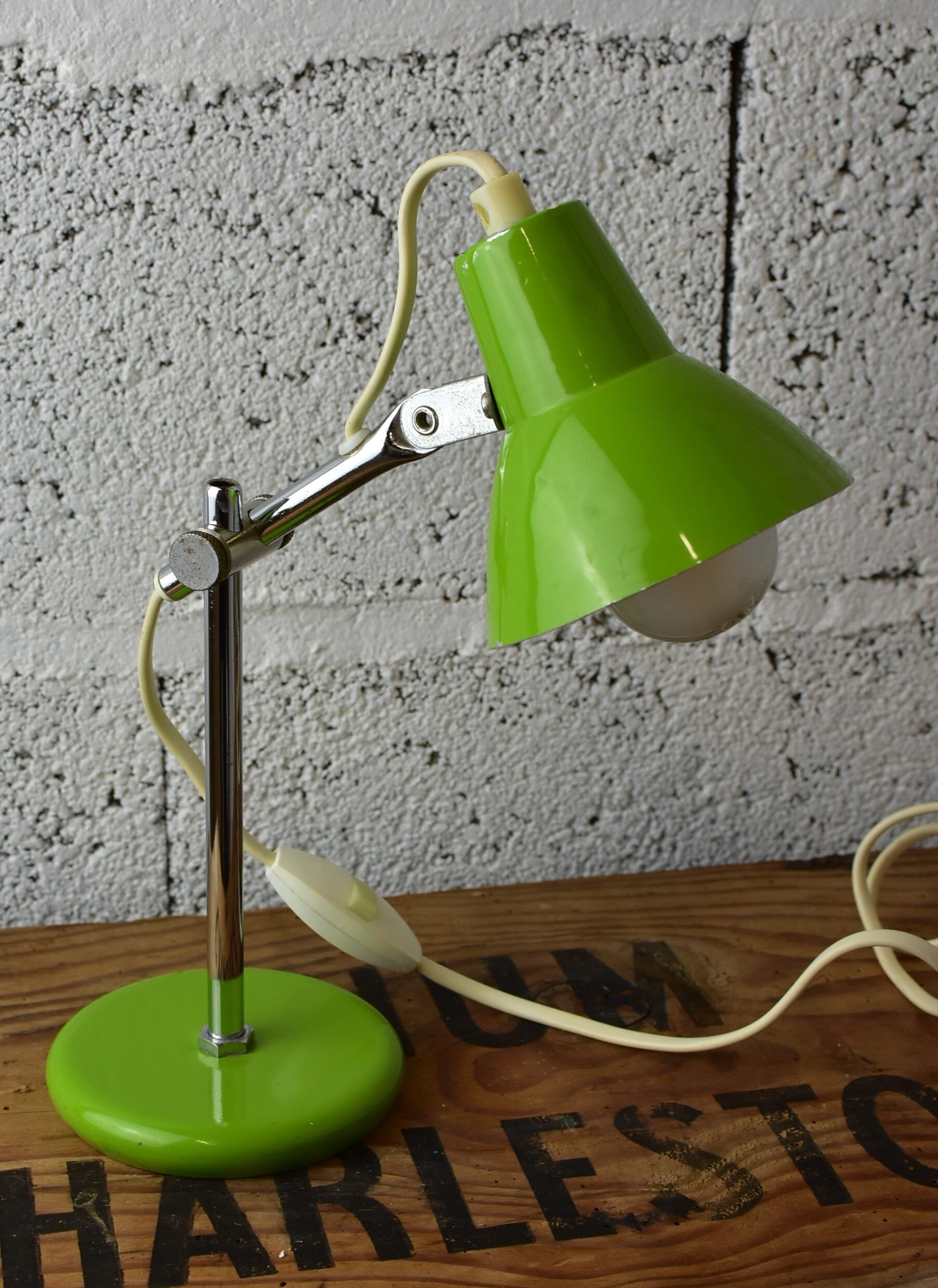 Small green bedside lamp