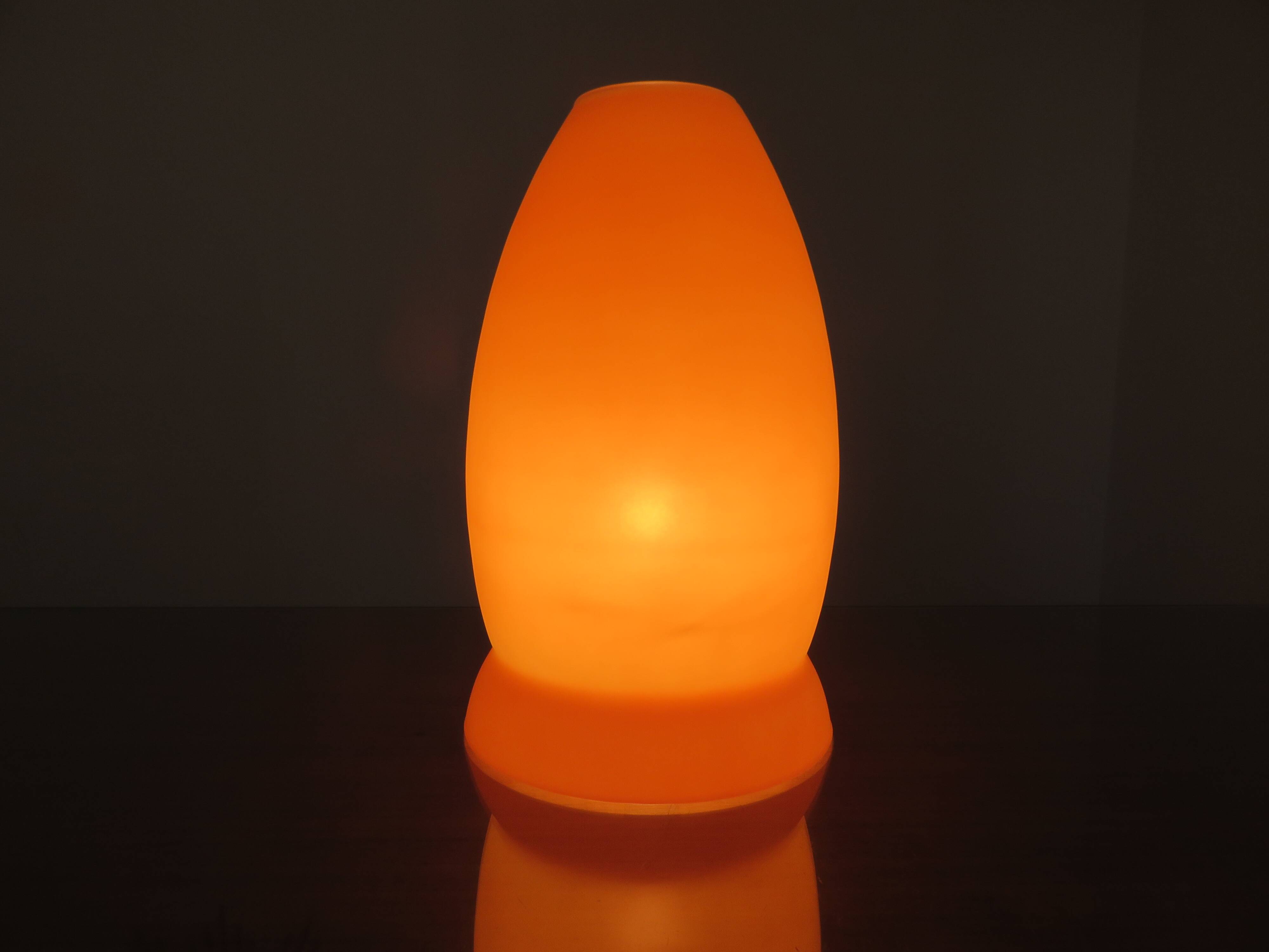Mushroom lamp in pale orange opaline from the 70s
