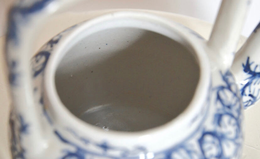 Chinese ceramic teapot with blue patterns