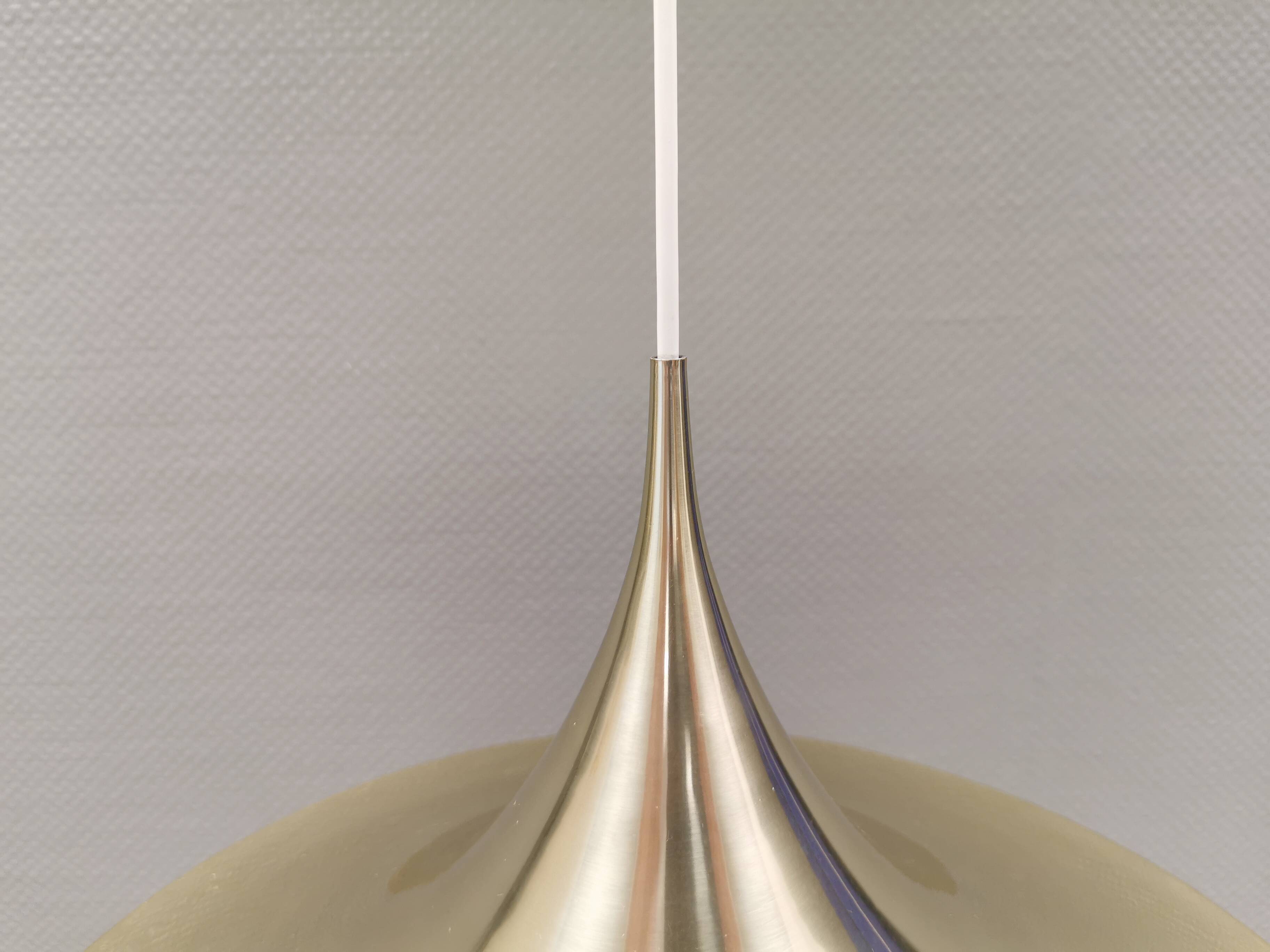 Golden semi hanging lamp, designed by bonderup & thorup Denmak 1974