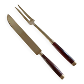 Service cutlery, brass and rosewood.
