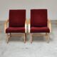 Paire de fauteuils Tchèques en velours marron-bordeaux 1970