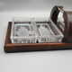 Wooden tray with glass ramekin handle servant aperitif appetizer vintage art deco appetizer