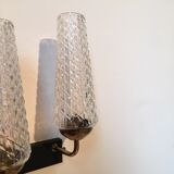 Double wall light in molded glass and brass