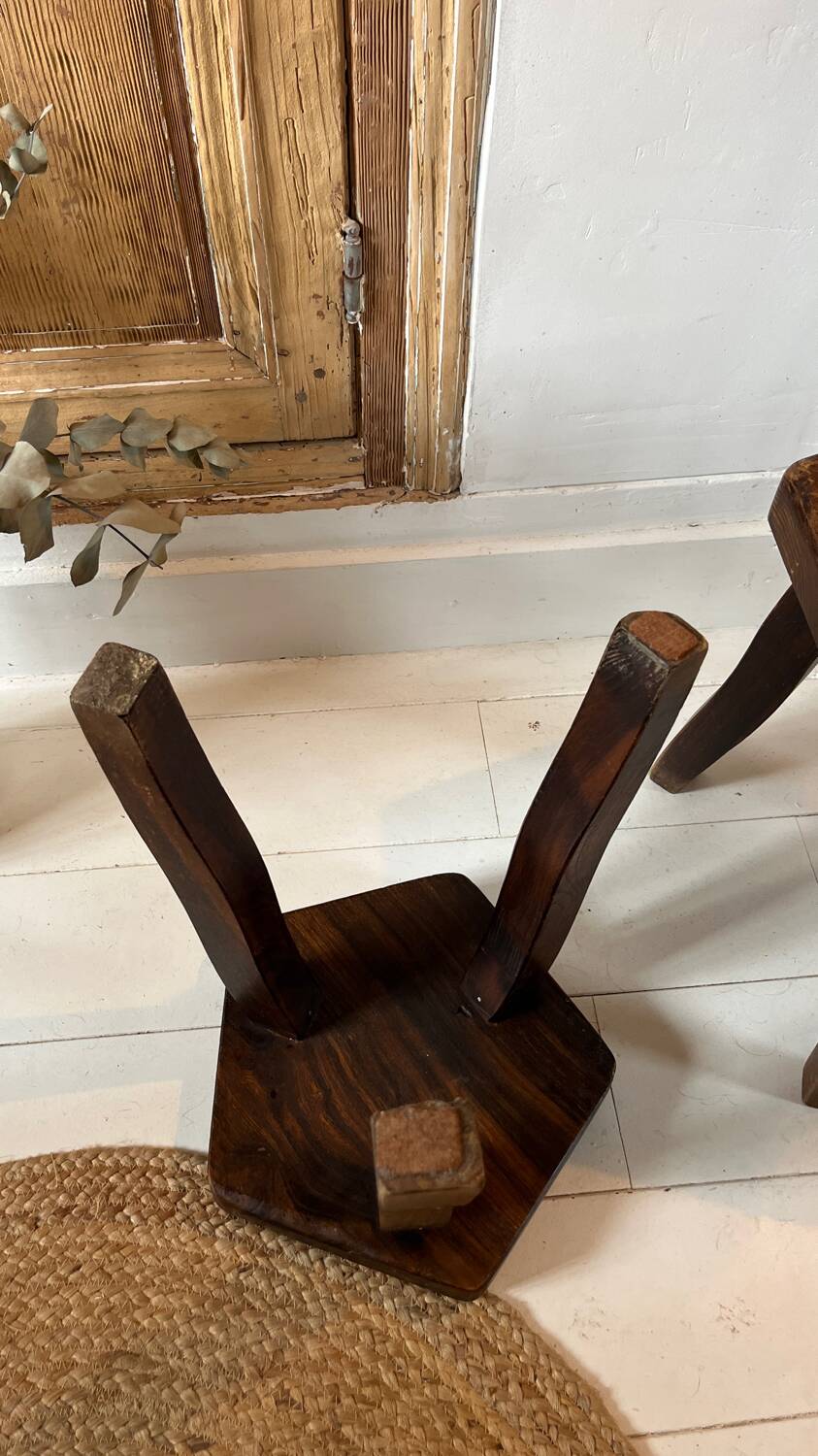 Pair of vintage stools by Olavi Hänninen – Solid oak – 1950s
