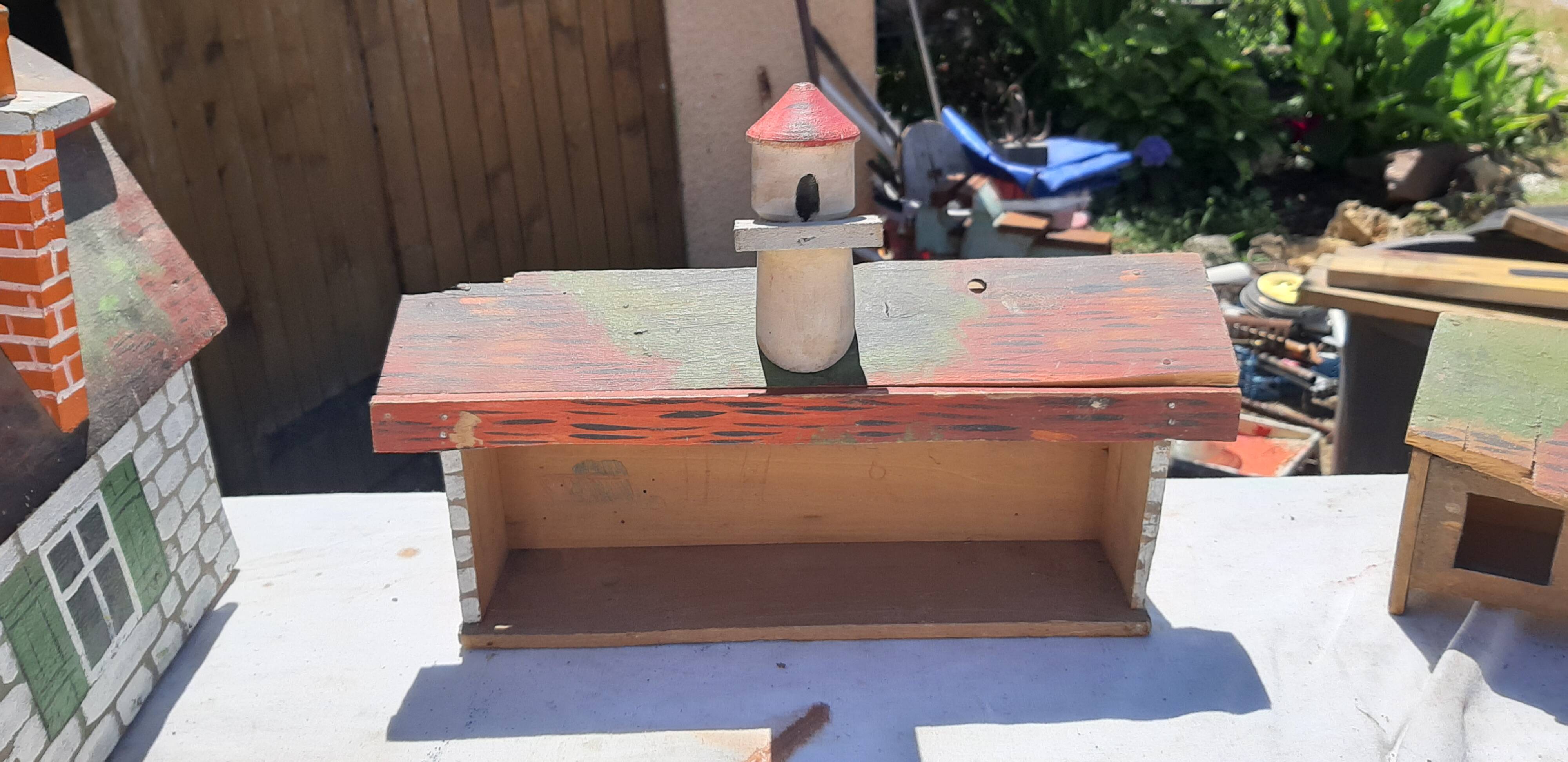 Set of old wooden toys from the farm