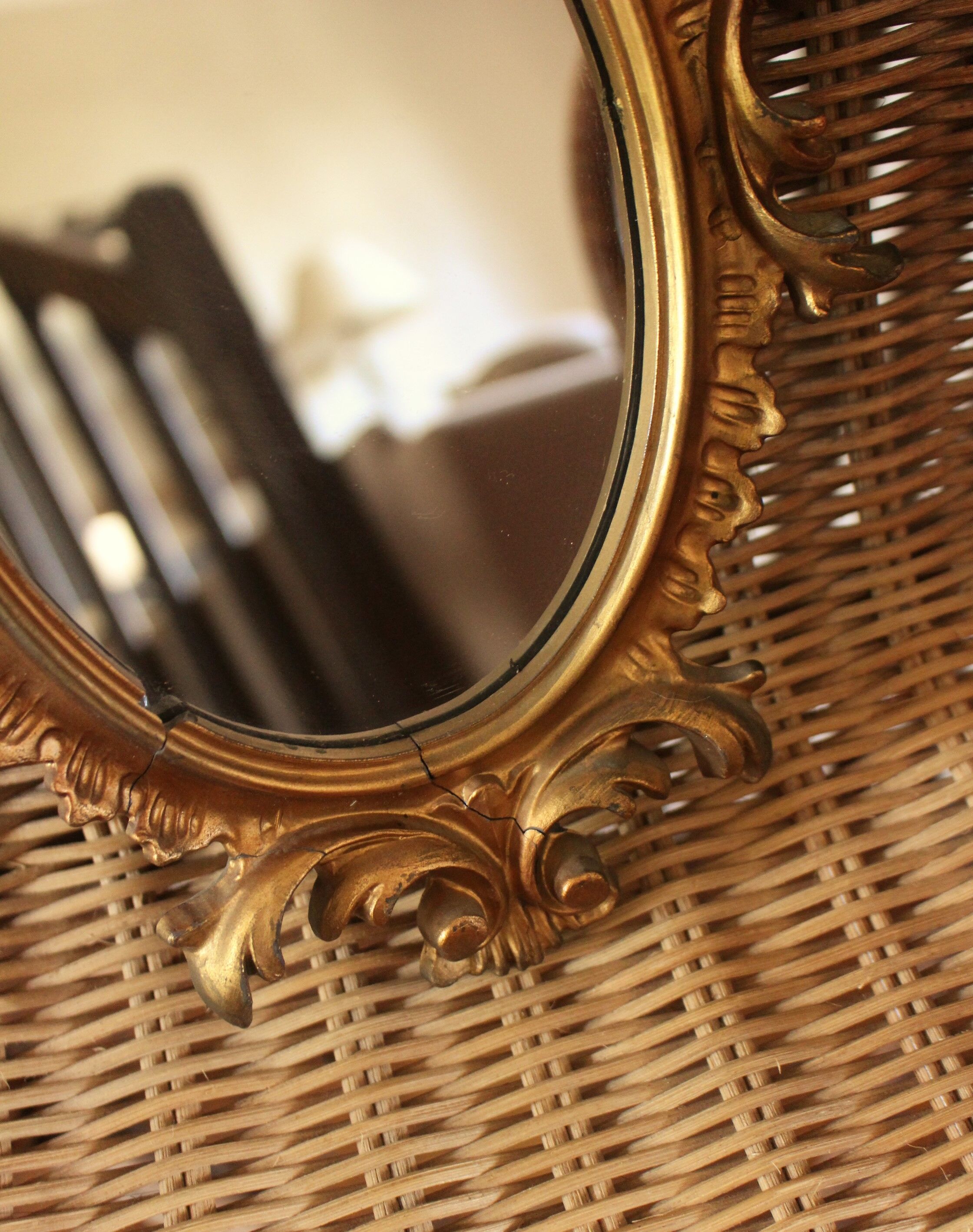 Mirror gilded wood worked vintage