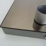 Vintage smoked mirror ceiling light with 4 bulbs, stainless steel structure and mirror.