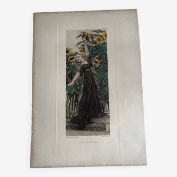 Laurence Alma Tadema eau forte : Tournesols