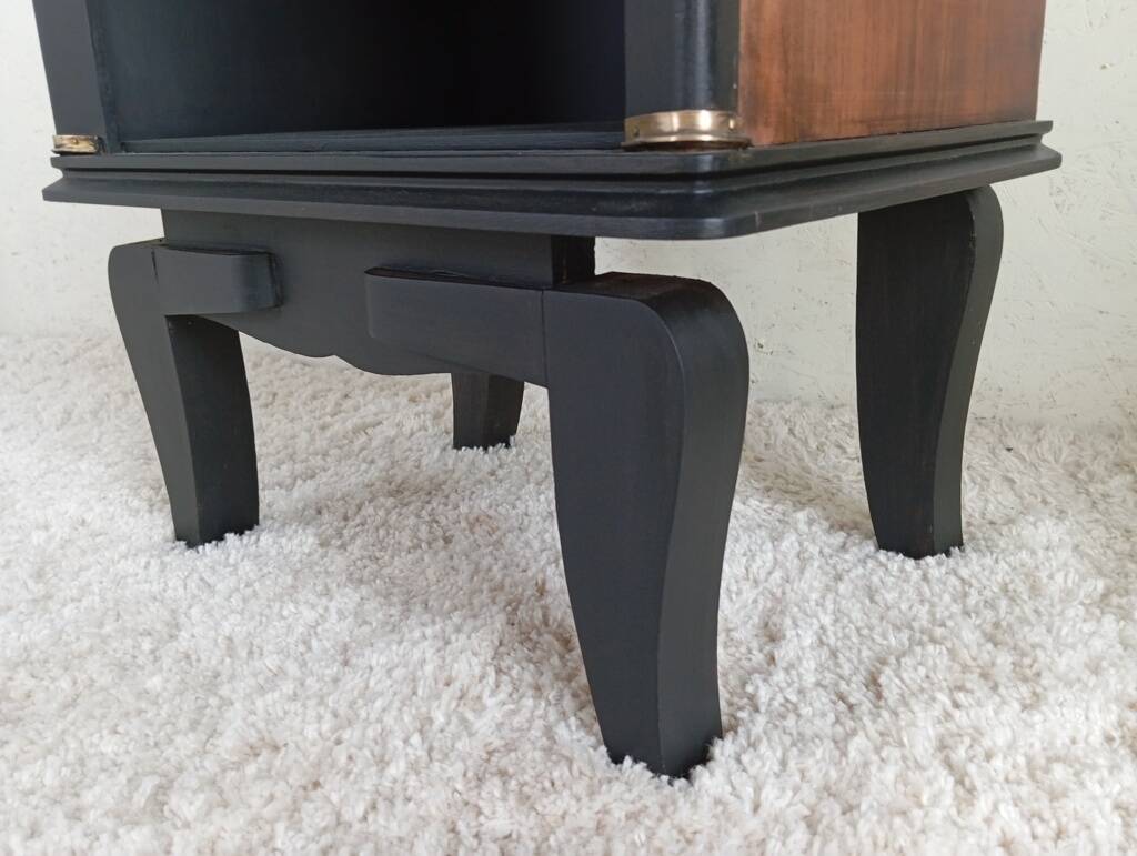 Art Deco walnut bedside tables.