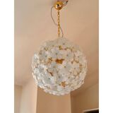 Italian White Flowers Glass Sputnik Candlestick