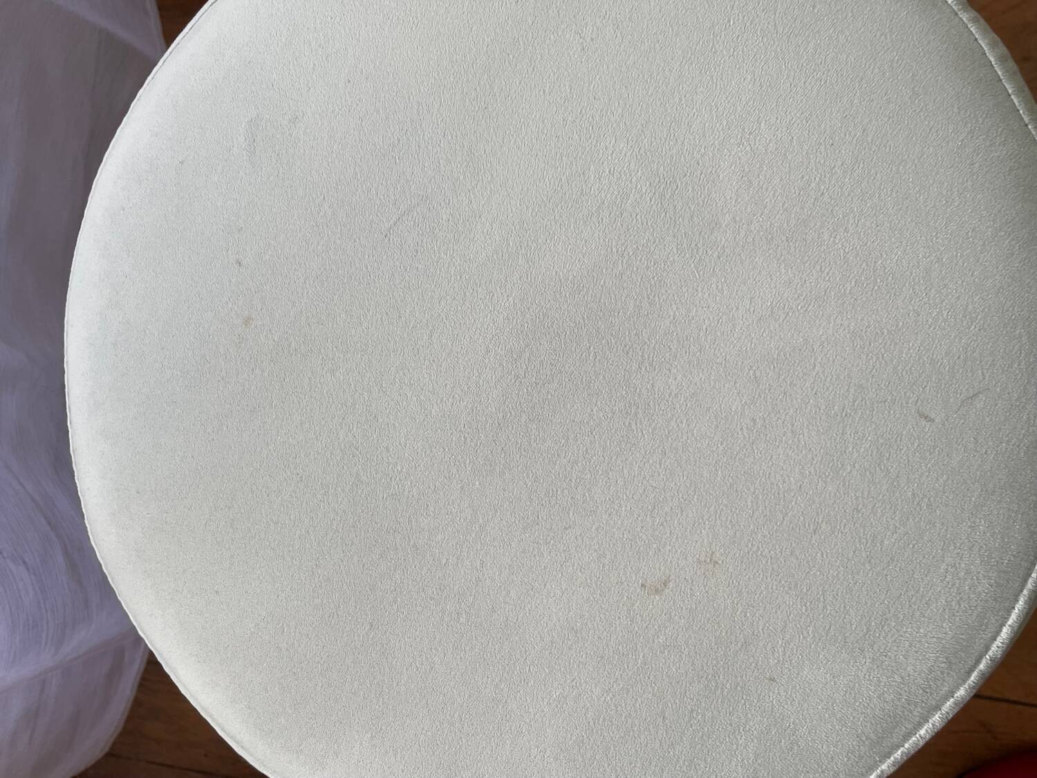 Green velvet footstool