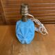 Foot of an old fair lamp chatard moulded blue glass vintage #e495
