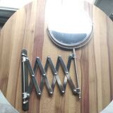 Chrome bathroom mirror, magnifying and extendable accordion, vintage