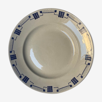 Plat rond bleu Luneville vintage