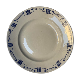 Plat rond bleu Luneville vintage