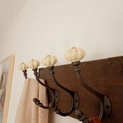 Wall-mounted coat rack wood hook cast iron and ceramic - handmade