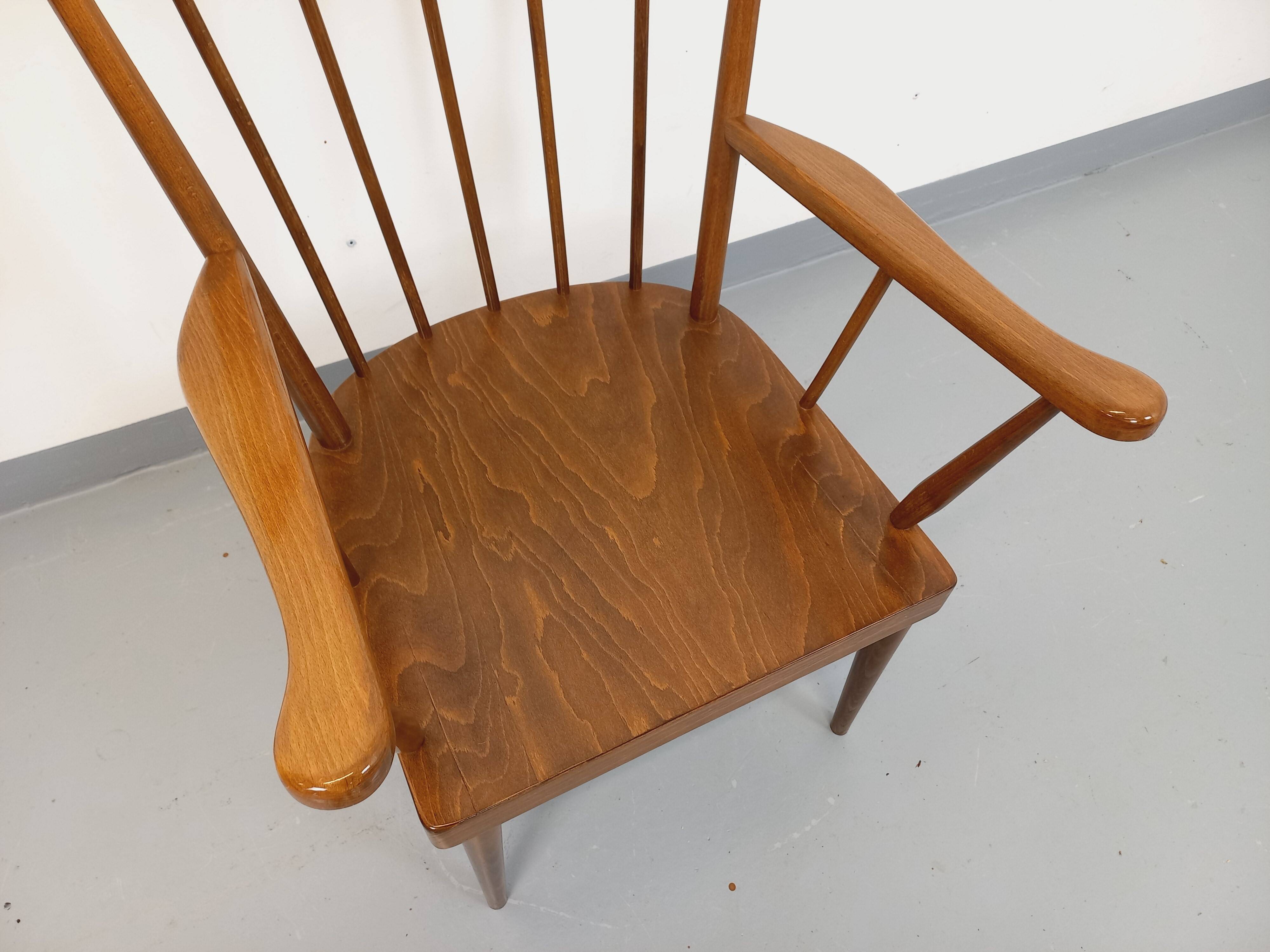 Vintage Baumann wooden armchair, Fan model, from the 60s