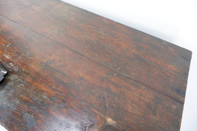 Asian wooden chest with decorative fittings