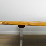 'Floating' mid-century Italian burr elm coffee table on Lucite blocks