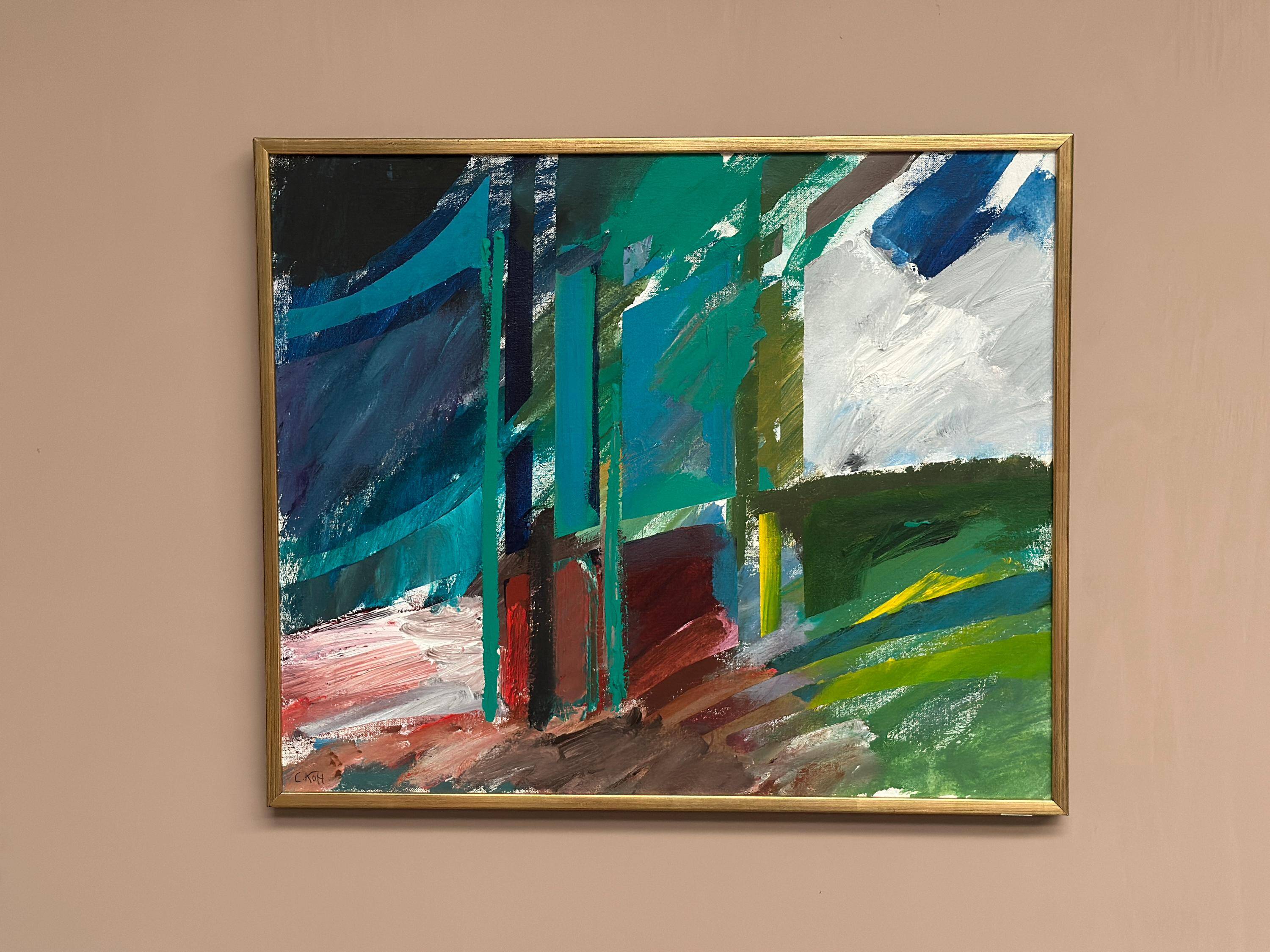 Huile sur toile suédoise – Motif abstrait par Carl Köhler