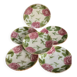 Set of 6 pink flower slip plates