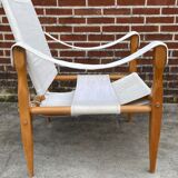 Vintage safari chair 1960s Denmark with canvas minimalist design