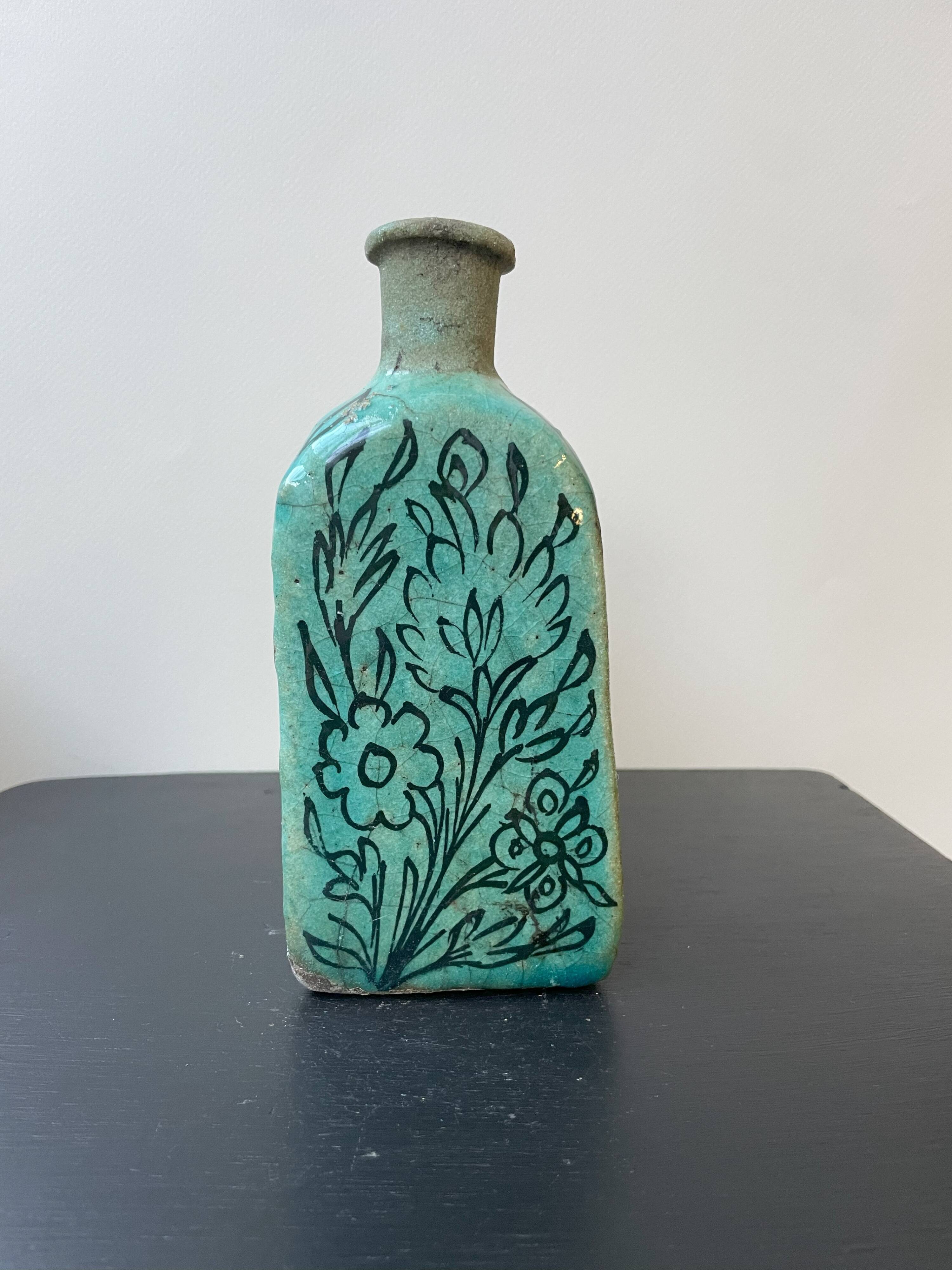 Set of 2 Turquoise Triangular Vases #1 and #2