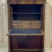 Empire period secretary in walnut, oak and black marble top