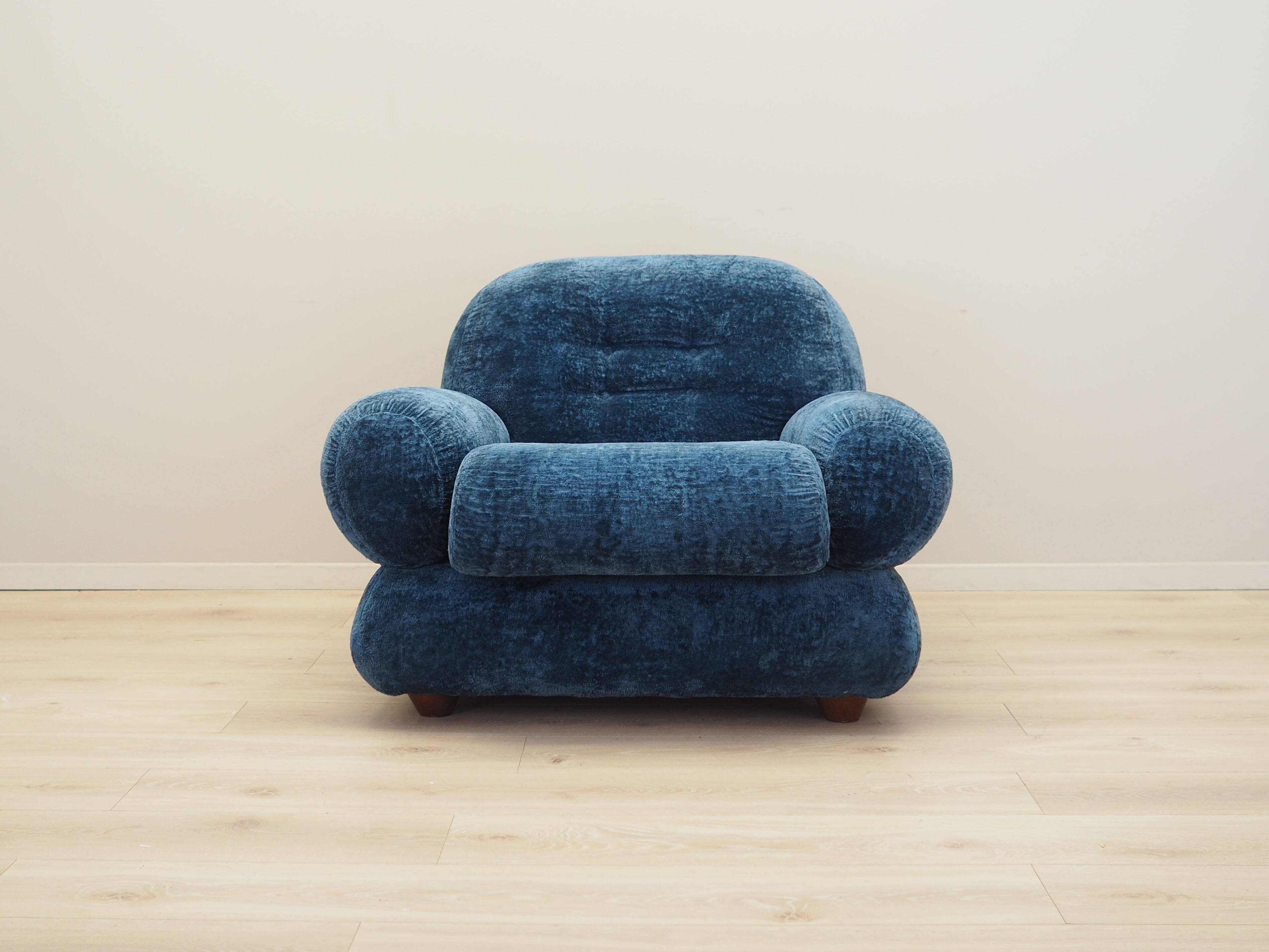 Blue armchair, Italian design, 1970s, production: Italy