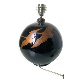 Hand painted opaline glass ball lamp base c.1930/40 Jaque Adnet style