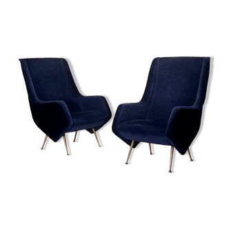 Pair of Italian armchairs Aldo Morbelli for Isa Bergamo 1950