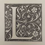 Lithograph engraving alphabet letter L of 1897
