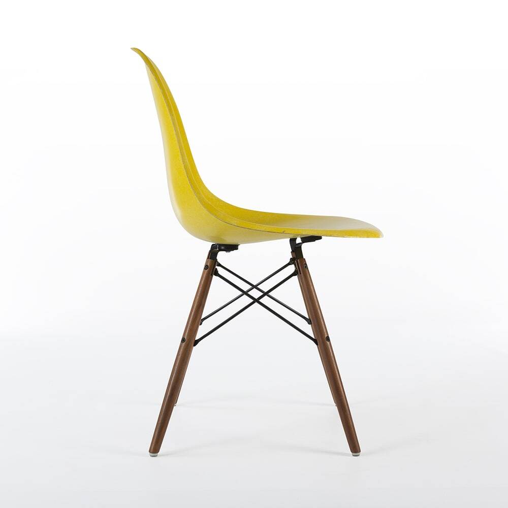 Yellow Pair (2) Herman Miller Original Eames DSW Side Shell Chairs