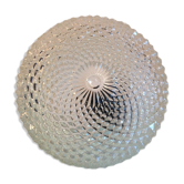 Plafonnier rond en verre pointes diamant vintage années 60-70