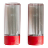 Set of 2 Vintage Wall Lamps Cometa 430 by Disano Italy, 1980s, Red Plastic with Translucent Diffuser Original Packaging