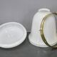 Pair of 1930s Peter Behrens Luzette pendants in opaline glass and brass